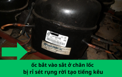chân block lốc bị gỉ sét hư hỏng tạo tiếng kêu